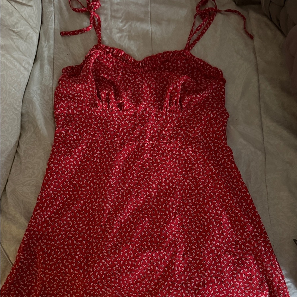 Red Floral Tie-Strap Sundress